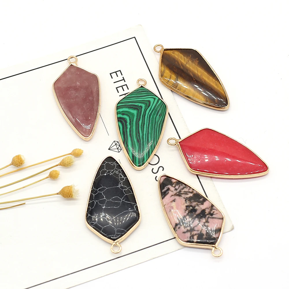 

Natural Stone Pendants Shield Shape Crystal Agate Stone Charms for Jewelry Making Necklace Bracelet Earrings