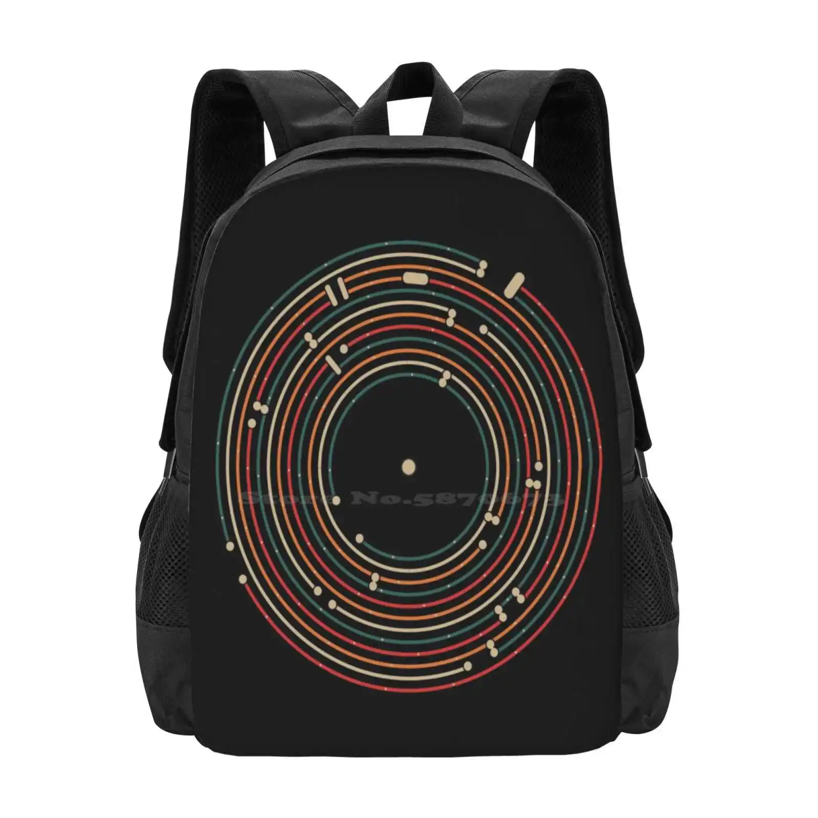 Vinyl Music Metro Record Map Labyrinth New Arrivals Unisex Bags Student Bag Backpack Metro Map Labyrinth Jazz Dj Radio Soul