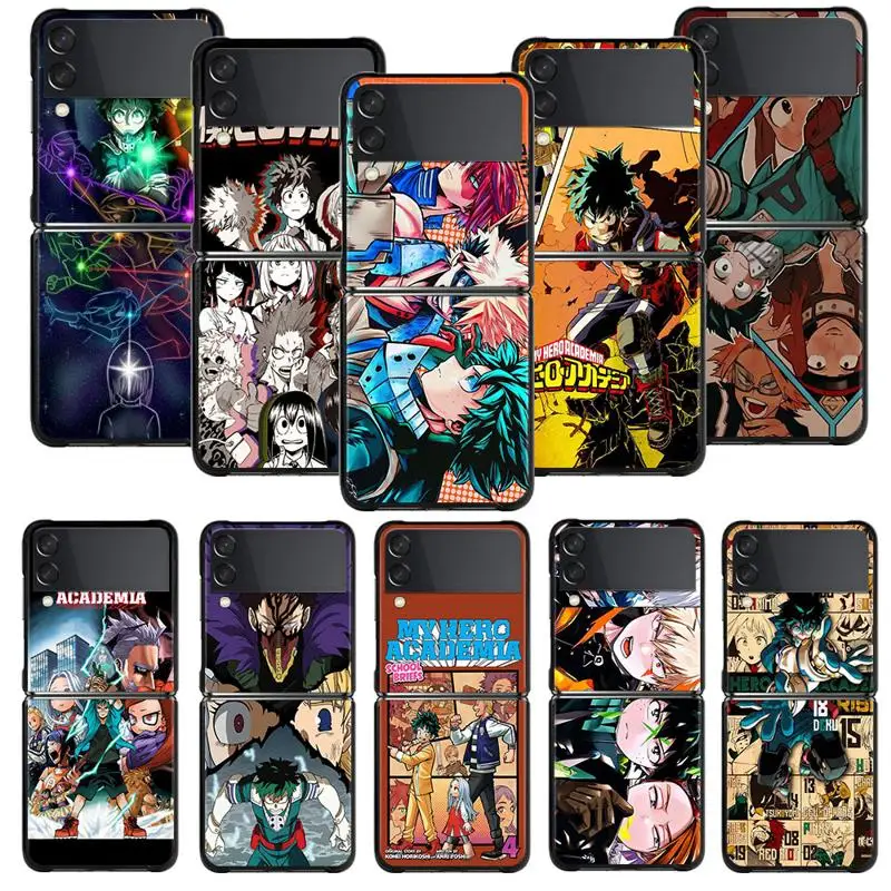 

My Hero Academia Comics Team Phone Shell For Samsung Galaxy Z Flip 4 Z Flip3 5G Case for Galaxy Z Flip PC Hard Cover Fundas