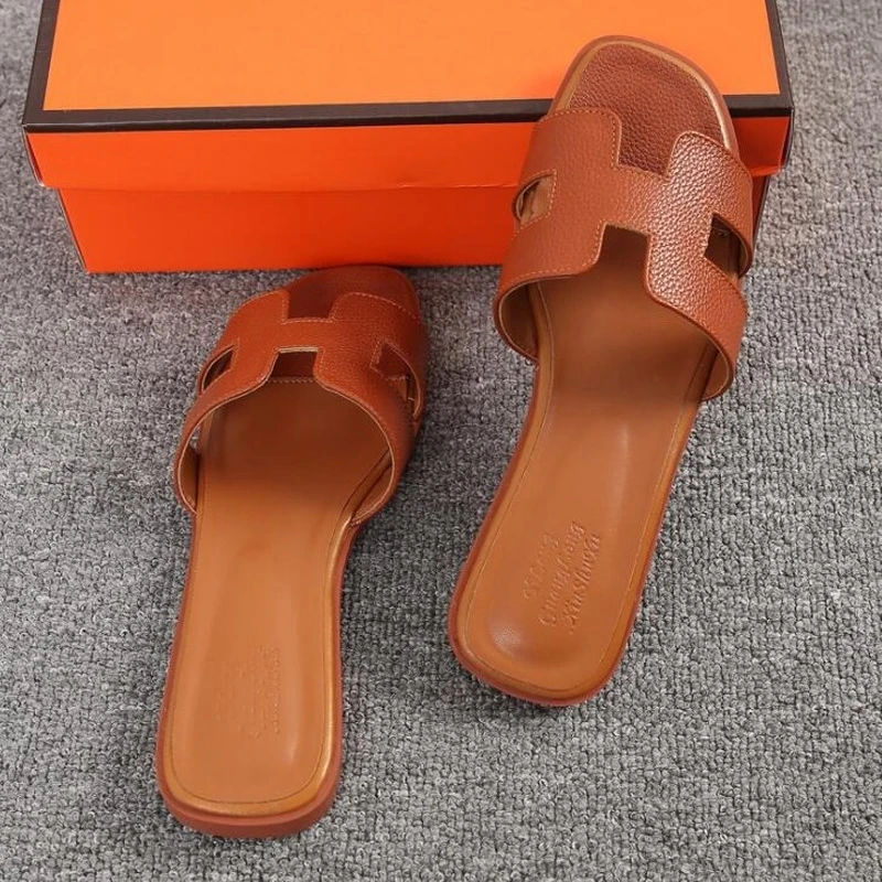

Women Slippers Ladies Shoe Square Toe PU Leather Women Casual Comfortable Summer Fashion Beach Sandals Flat Plus Size