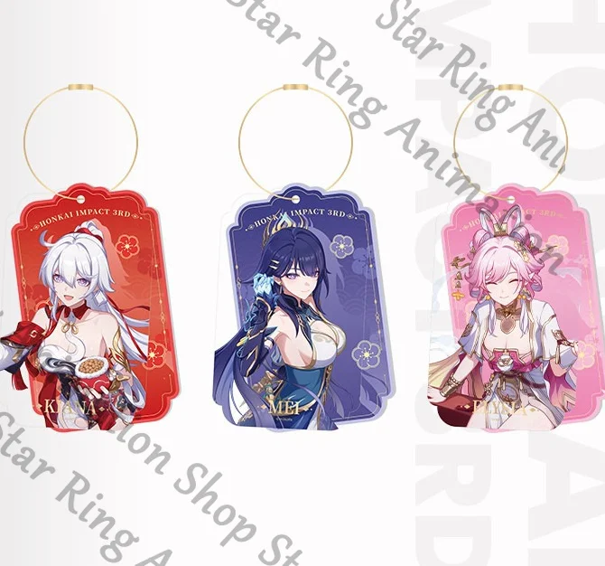 Фото Официальный акриловый брелок-подвеска Honkai Impact 3 в стиле аниме с персонажами Кианой Касланой, Мэй Райден, Элисией. Подарок. №2