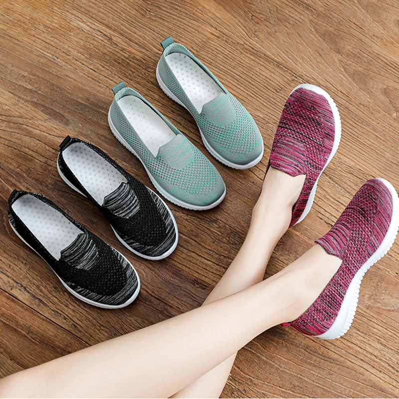 

New Summer Hot Women's Flats Women Vulcanized Shoes Comfort Ladies Casual Loafers Female Breathable Mesh Slip on Woman Footwear