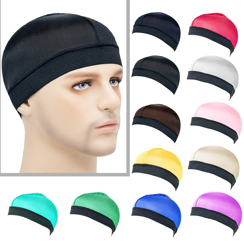 

Dome Wave Cap Silk Bonnet Satin Elastic Breathable Turban Hat Hair Headwear Bonnets Hats for Fedoras Beanie for Adult