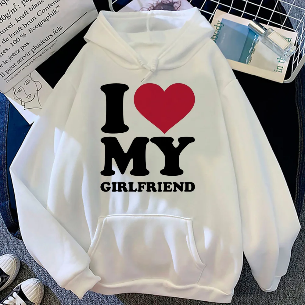 

i love my girlfriend hoodies women anime Kawaii Pullover Hood female 90s tracksuit