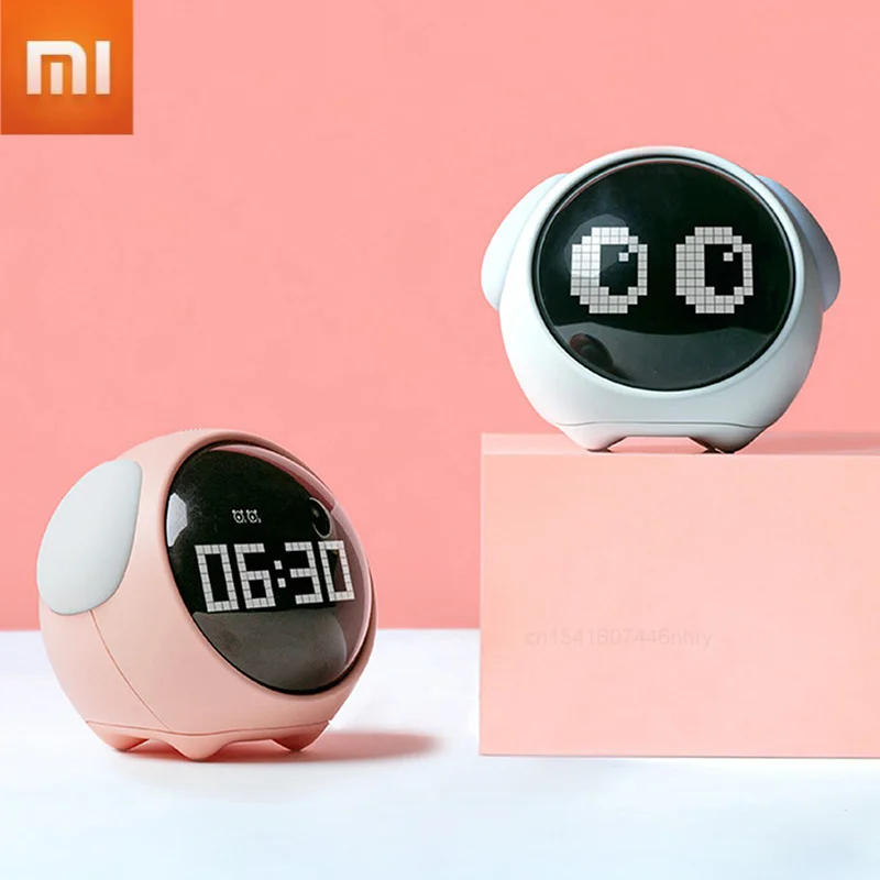 

Милые часы Xiaomi, Многофункциональные цифровые светодиодные часы с голосовым управлением, ночным освещением, термометром, повтором сигнала, ...