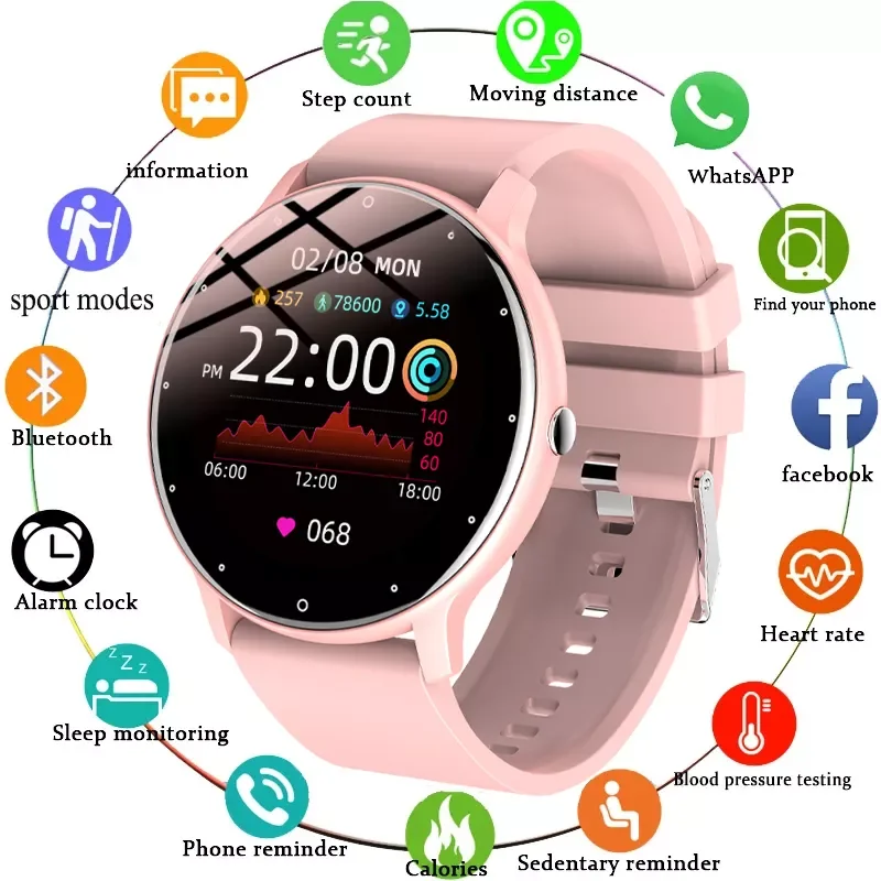 

LIGE 2021 New Smart watch Men and women Full touch fitness tracker blood pressure sleep monitoring smart Clock ladies smartwatch