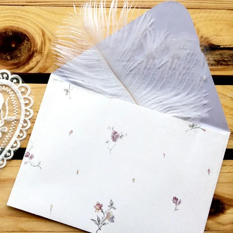 

40Pcs Elegant Floral Small Fresh Envelope Flowers Paper Message Writing Paper Letter School Stationery Printing