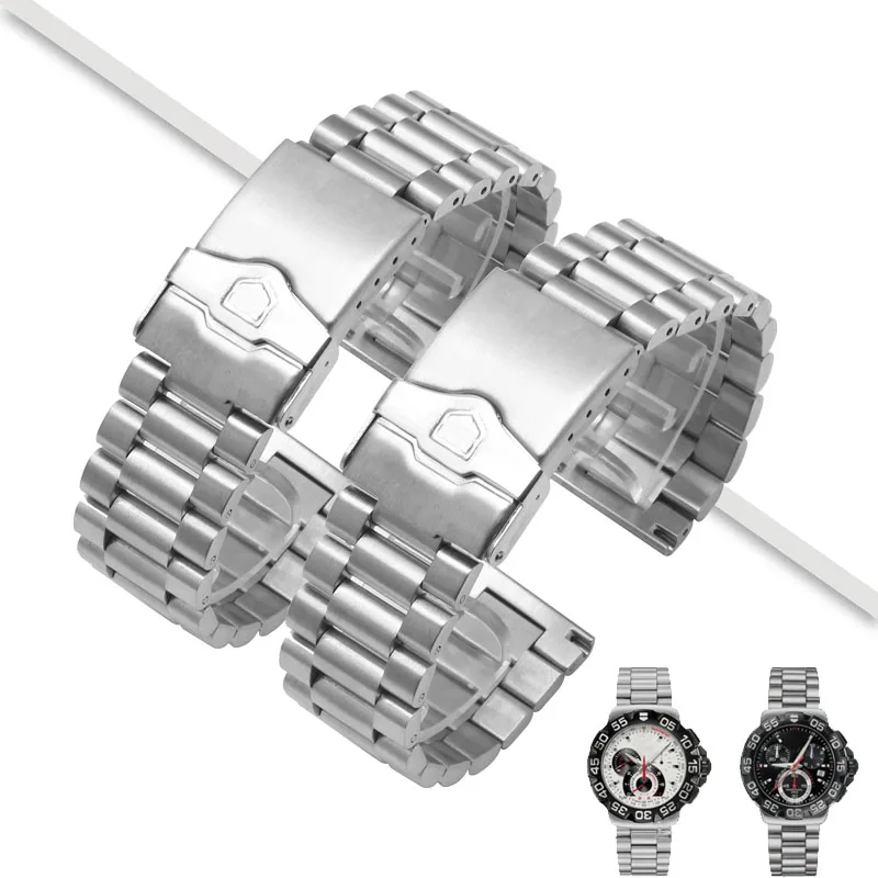 

For Tag Heuer Carrera Aquaracer Succession Stainless Steel Watchband Flat End Push Button Deployment Clasp Men's bracelet 22mm