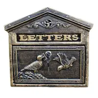 House Shaped Birds Outdoor Iron Wall Letters Box In Dark Green Antique Gold Colors European Home Garden Iron Hanging Mailbox