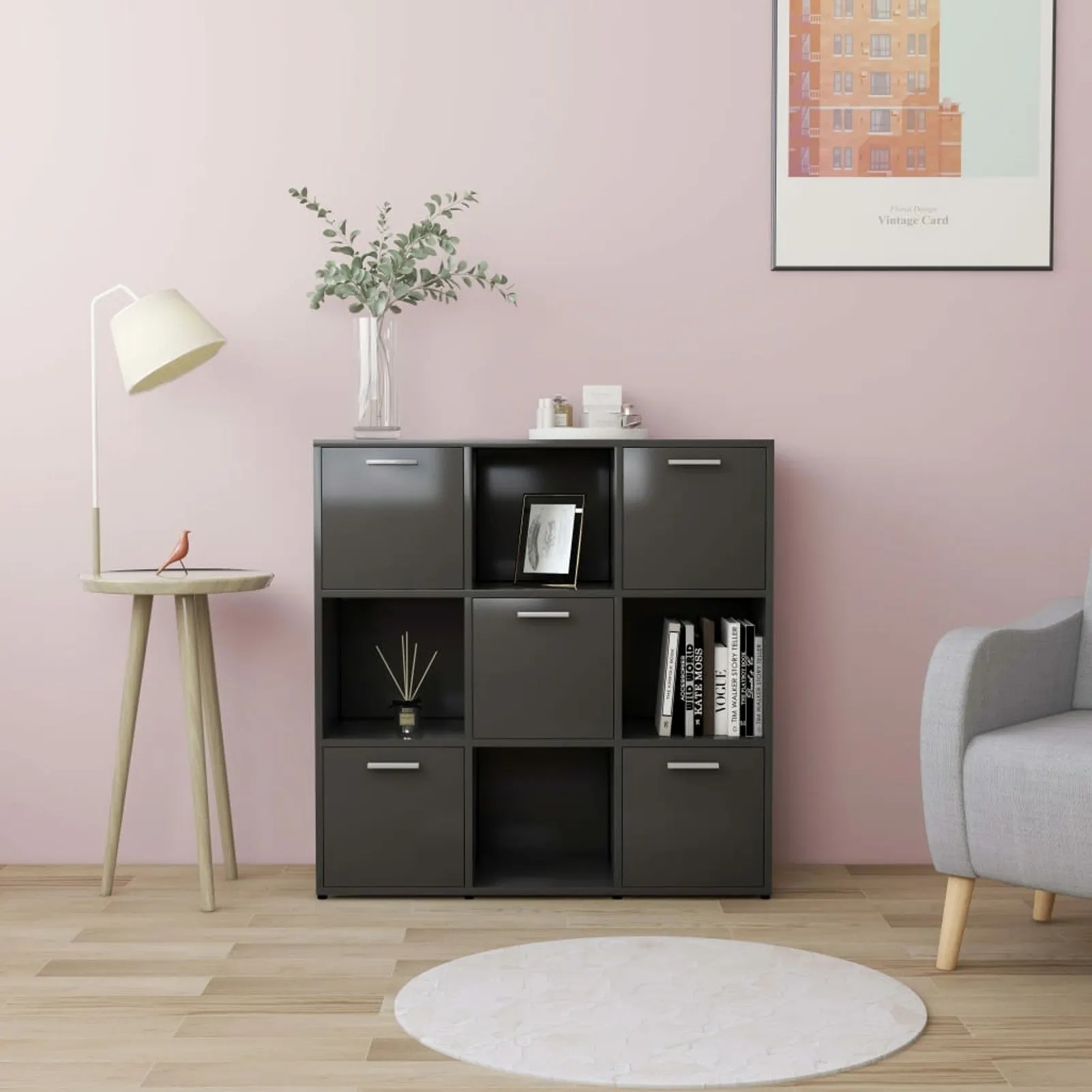 

Серый шкаф для книг, 35,4 дюйма x 11,8 дюйма x 35,4 дюйма, ДСП