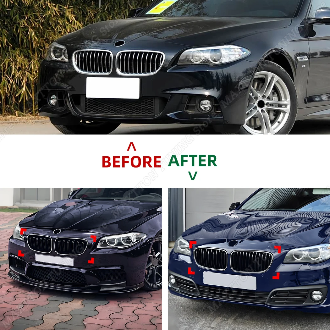 Фото Для BMW 5 серии F10 F11 520i 525i 528i 530i 535i 550i 2010-2017 передняя решетка радиатора комплект кузова светодиодный светильник автомобильный бампер гоночная решетка №2