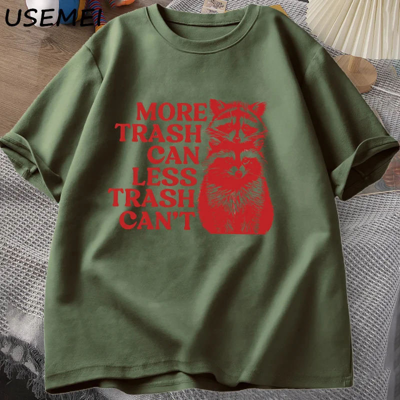 Футболка Мужская/Женская/женская с рисунком енота/мусора