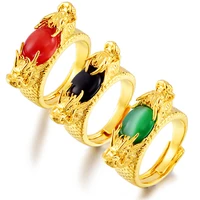 vietnam alluvial gold rings fashion colorful natural crystal brass rings fine jewelry for men