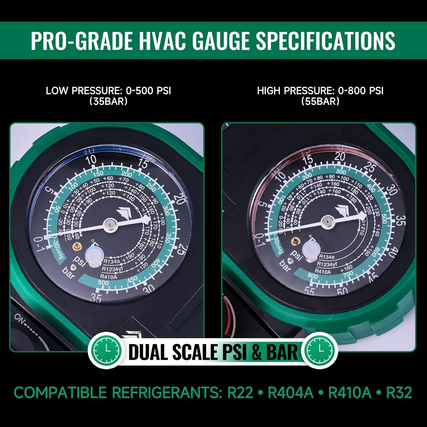 Фото Hong Sen HM2-V-134 Манометр, костюм для R134 R1234 R410, комплект манометра для зарядки хладагента для автомобилей, кондиционера №2