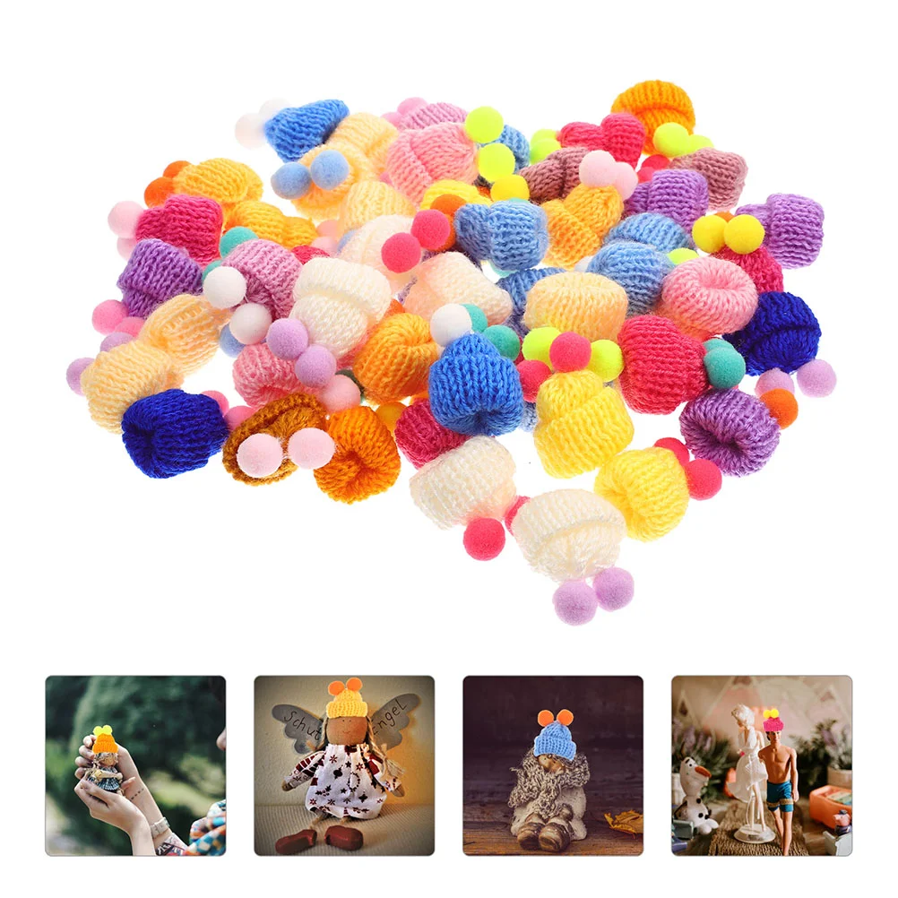 

60pcs Mini Knitting Hats Knitting Hat Decorations Mini Hat Ornaments Small Knitting Hats