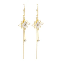 flower fringe earrings fashion zircon flower tassel earrings sparkling flower dangle earrings jewelry for girls women