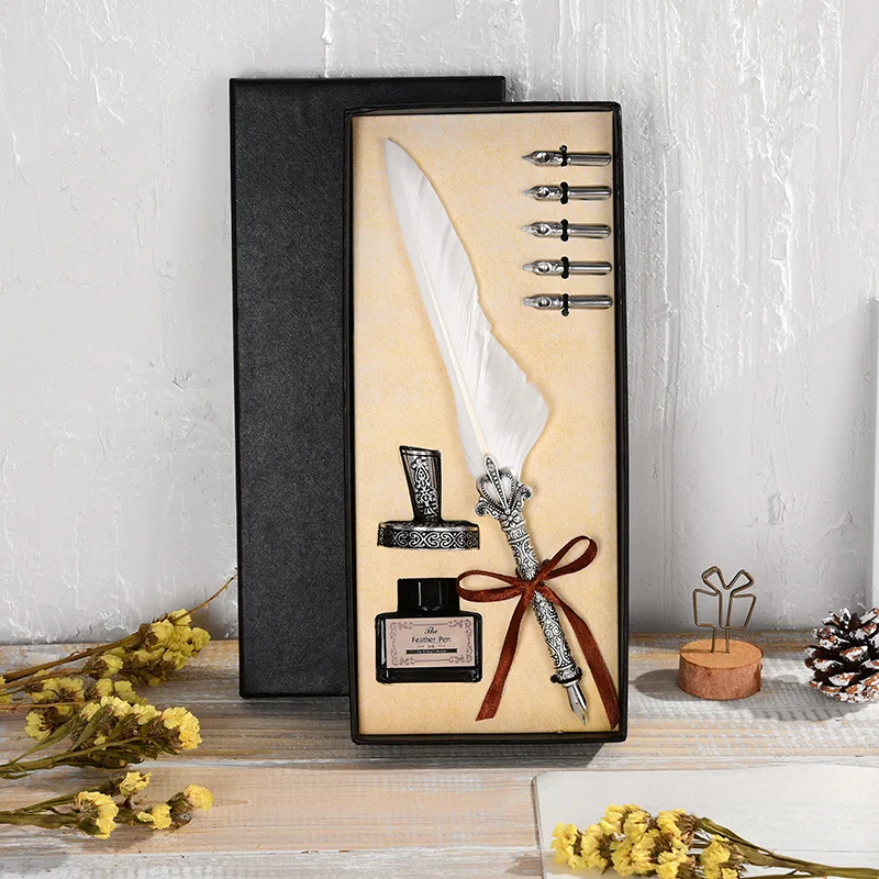 

Набор перьевых ручек в европейском винтажном стиле, подарочный набор для перьевых ручек на День святого Валентина, принадлежности для письма, школьные принадлежности