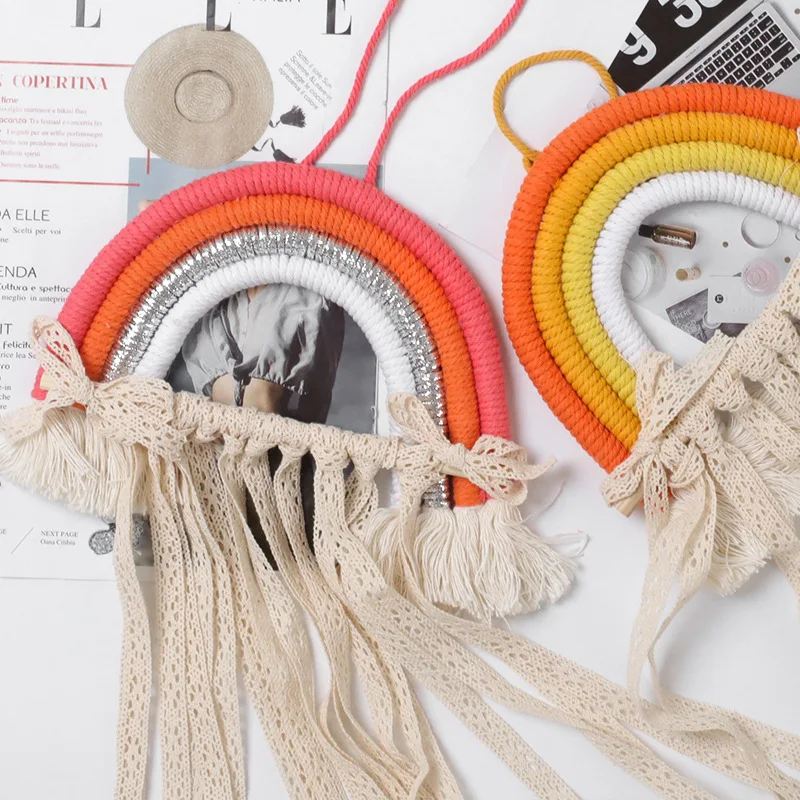 INS Weave Rainbow Baby Hair Clips Accessories Holder Princess Girls Hairpin Hairband Storage Pendant Jewelry Wall Ornaments