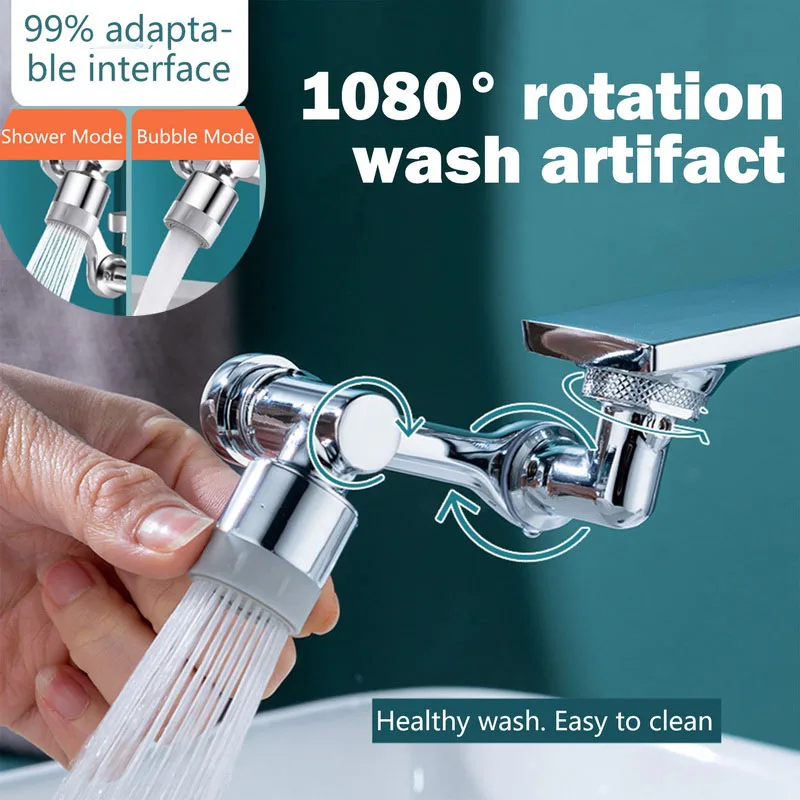 

DIDIHOU Universal 1080° Rotation Extender Faucet Aerator Tap Splash Filter Kitchen Washbasin Faucets Bubbler Nozzle Robotic Arm