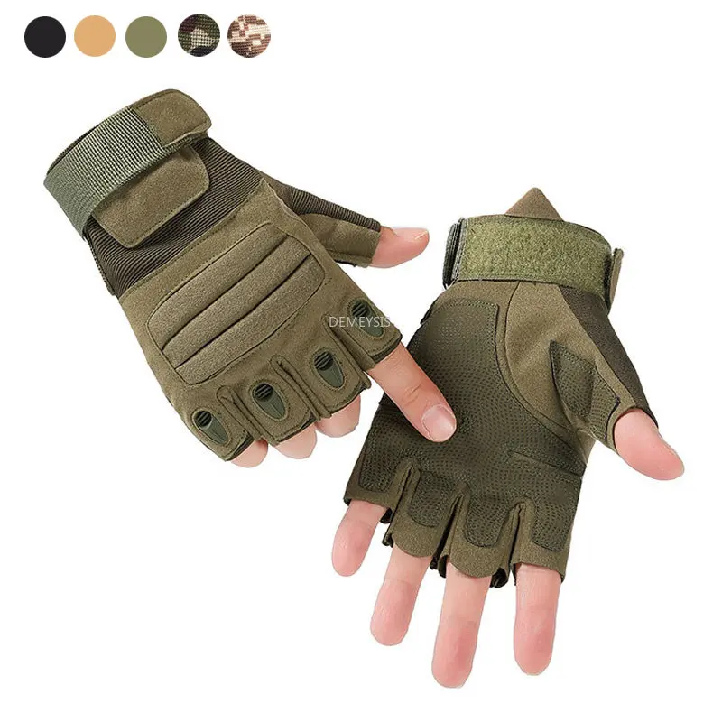 

Велосипедные перчатки с полу-отверстием для пальцев, Нескользящие мотоциклетные перчатки без пальцев для велоспорта, охоты, сенсорных экра...