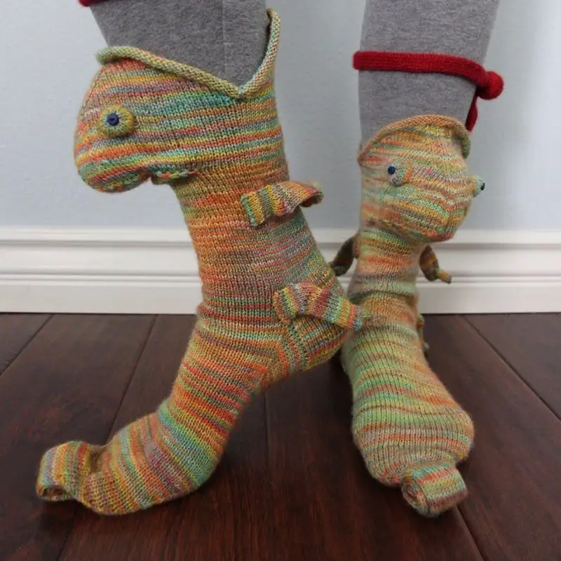 Christmas Knitted Crocodile Cotton Socks Creative Meddle Tube Animal Socks Personalized Novel Home Socks Unisex