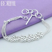 doteffil 925 sterling silver smooth many beads chain bracelet for women fashion charm wedding engagement party jewelry