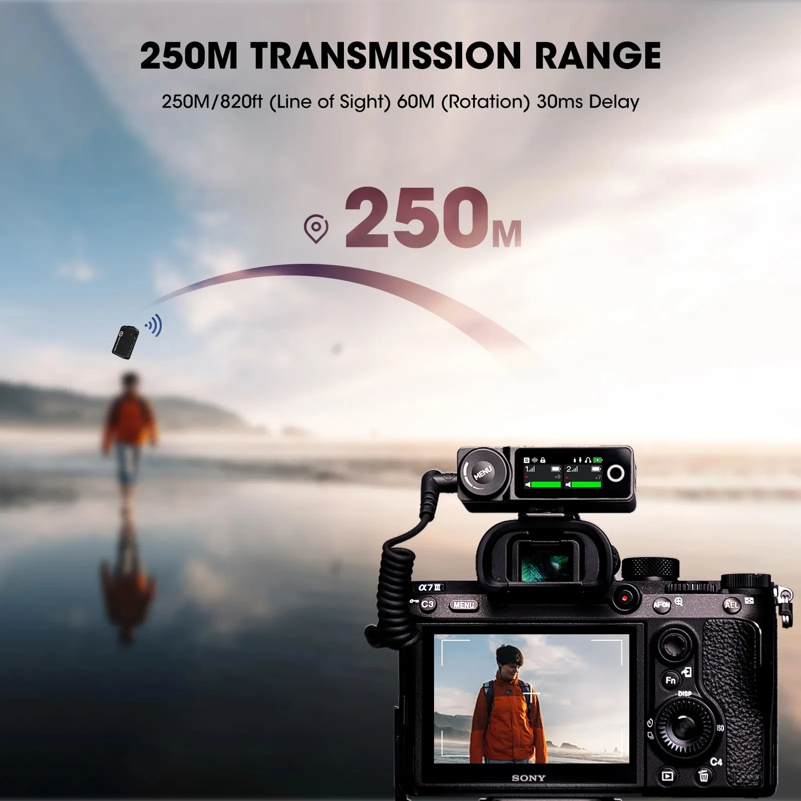 Профессиональный беспроводной петличный микрофон с камерой для телефонов 250 м 8