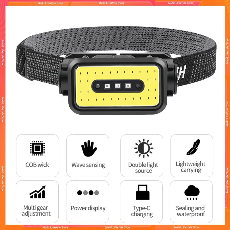 

Фонарь налобный туристический с зарядкой от Usb, 1 шт.