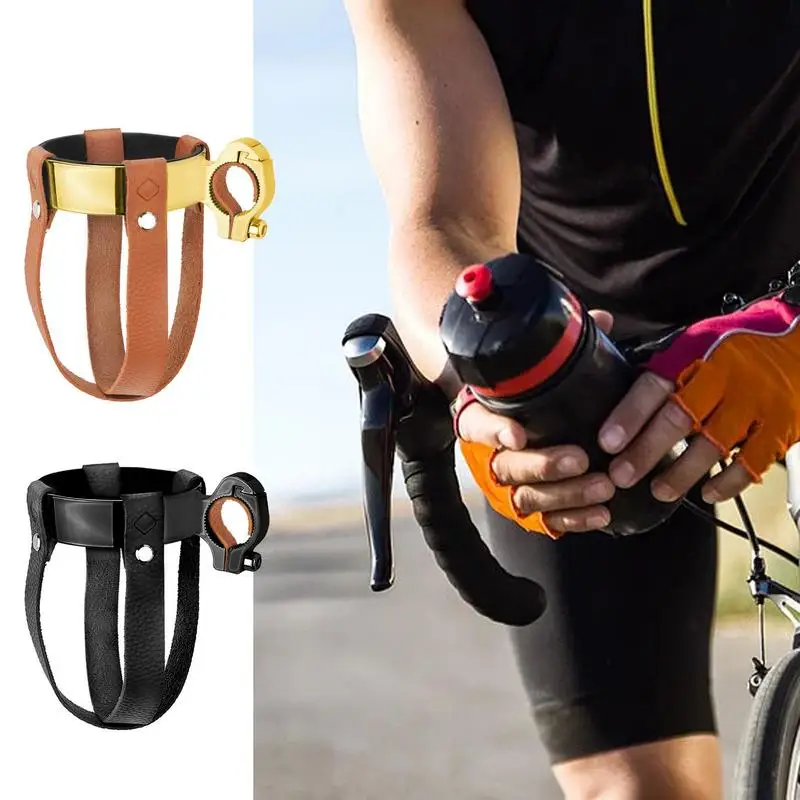

Bike Drink Holder Vintage Leather Water Bottle Holders Multifunctional Bike Water Holder Vintage Drink Holder For Bicycle