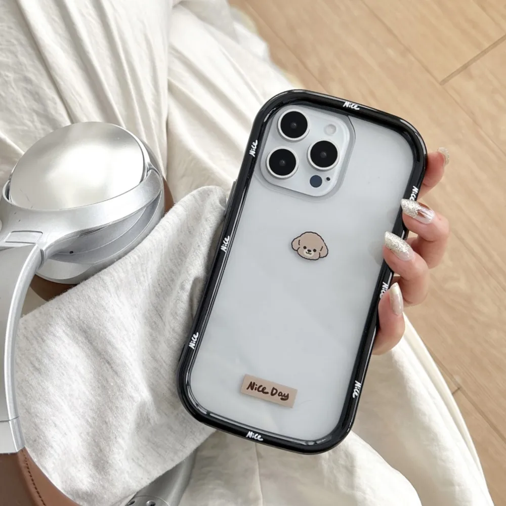 3D Cartoon Fashion Puppy Nice Day Phone Case For iphone 13 14 15 16 Pro Max Anti Fall Soft Back Cover