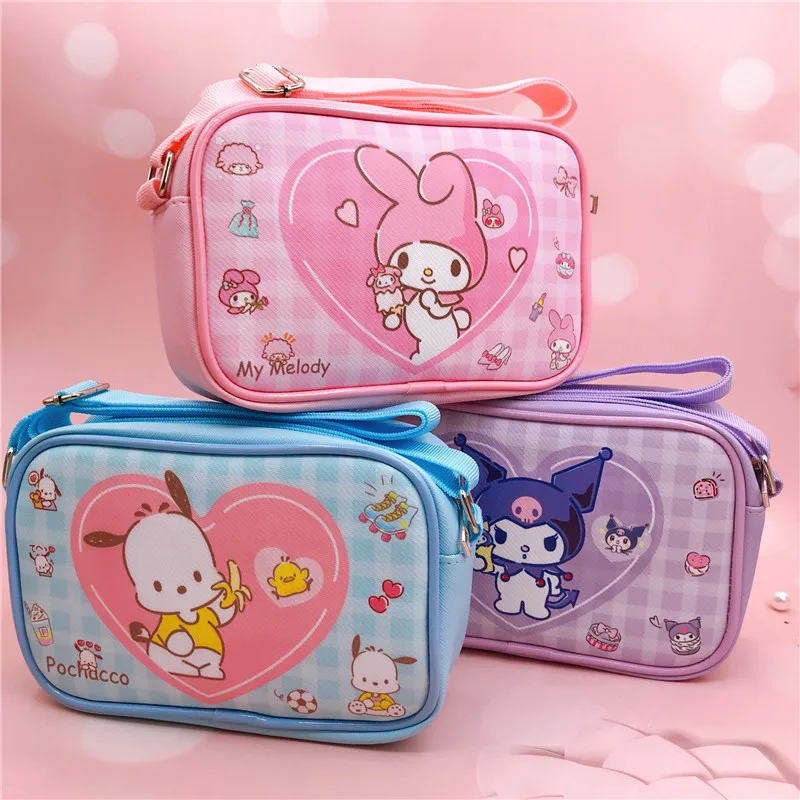 

Sanrio Kuromi Shoulder Bag Waterproof Kawaii My Melody Mobile Bag Pu Slung Cinnamon Roll Storage Small Square Bag