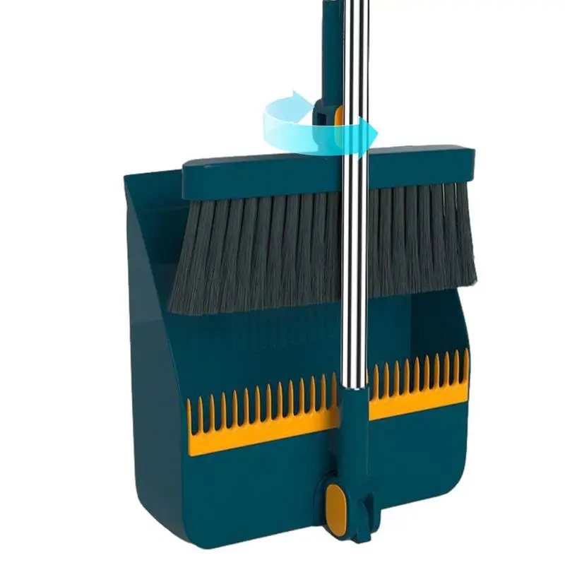 

Dust Pan And Brush Set Kitchen Broom And Dustpan Set Clean Broom Dense Bristles Ergonomic EVA Foam Handle 180 Rotation For