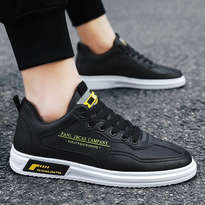

PU leather spring Mans Black Running Shoes Boty Yellow Sports Shoes Bascket Shoes Men Sneakers 46 Boy Sport Sneakers Racing