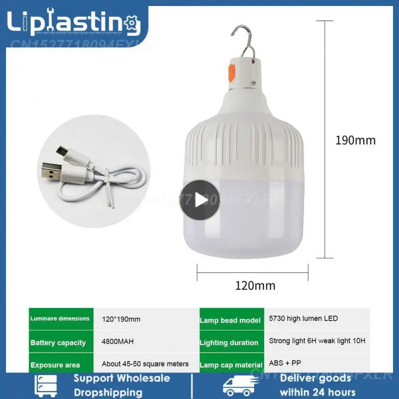 

Portable Emergency Lights Hook Led Light Camping Lantern Bulb USB Rechargeable Tent Lamp Fishing Patio Porch Garden Lighting