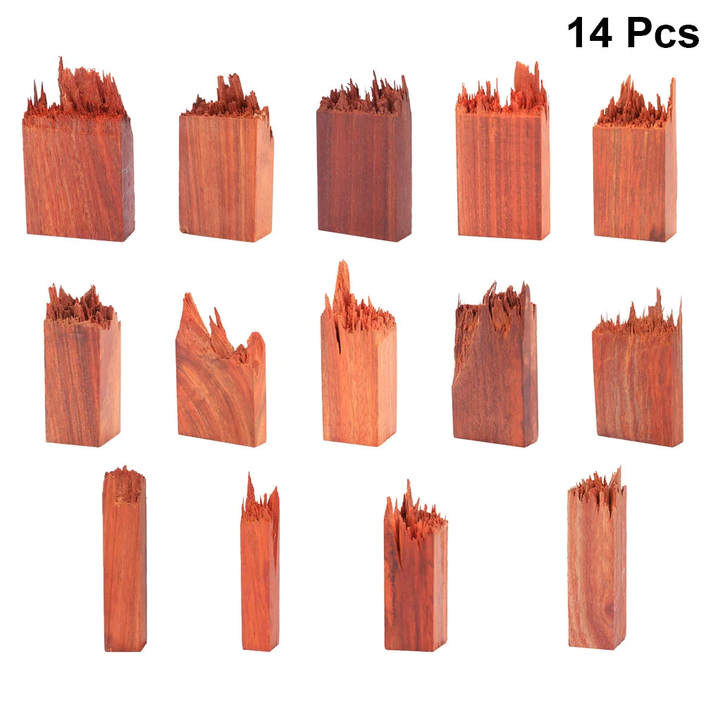 

14pcs Resin Epoxy Craft Sandalwood Blocks for Landscape DIY Making Pendant Rings Necklace Crafts Unfinished