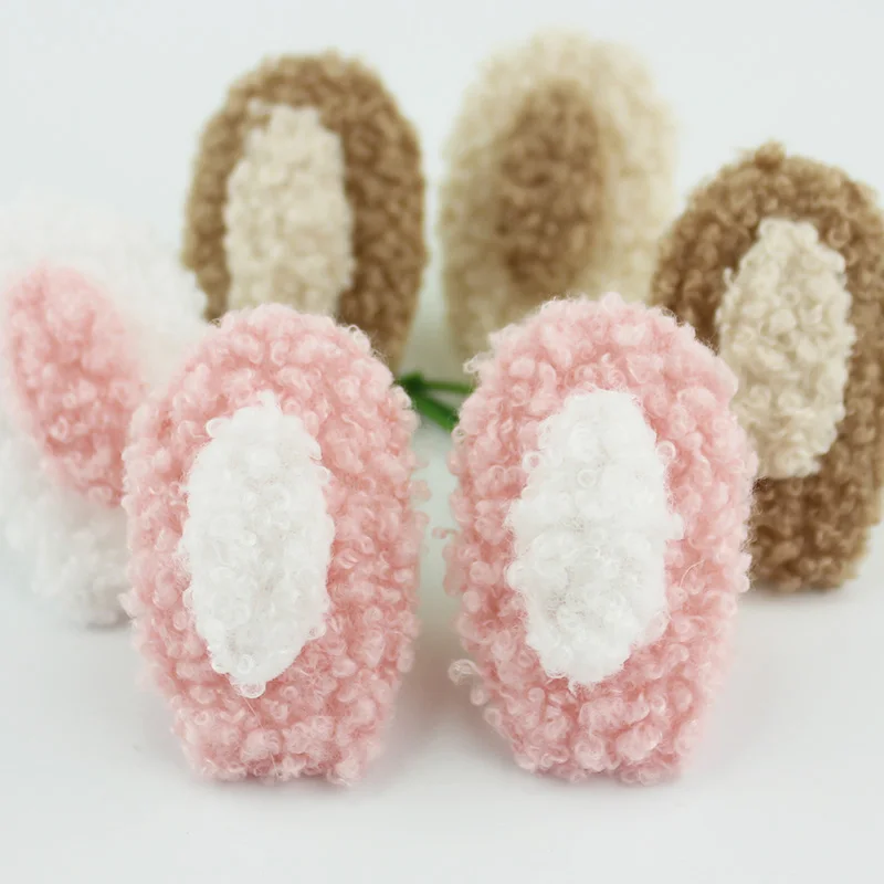 

32Pcs 3.5*5.5cm Handmade Teddy Plush Rabbit Ears Padded Appliques For DIY Headwear Hairpin Crafts Decoration Clothes Accessories