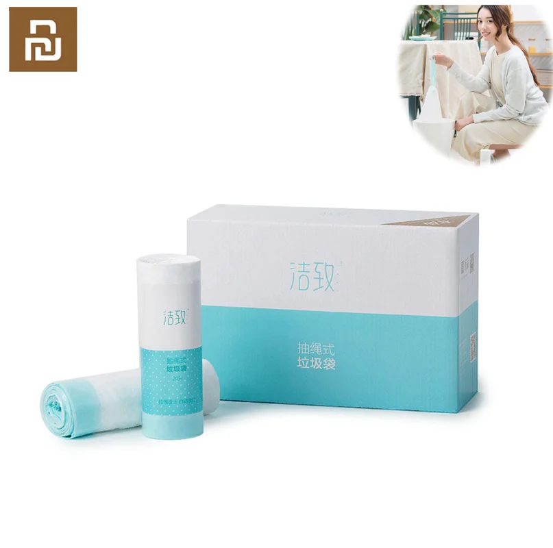 

Youpin Drawstring Trash Bag Garbage Bag Thicken Material Prevent Leakage Household Plastic Rubbish Bag JieZhi 20pcs /1roll
