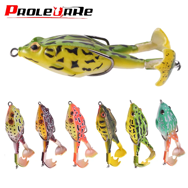 Proleurre Double Propeller Frog Lure Silicone Soft Baits 9cm Topwater Wobblers Artificial Bait for Bass Catfish Fishing Tackle​