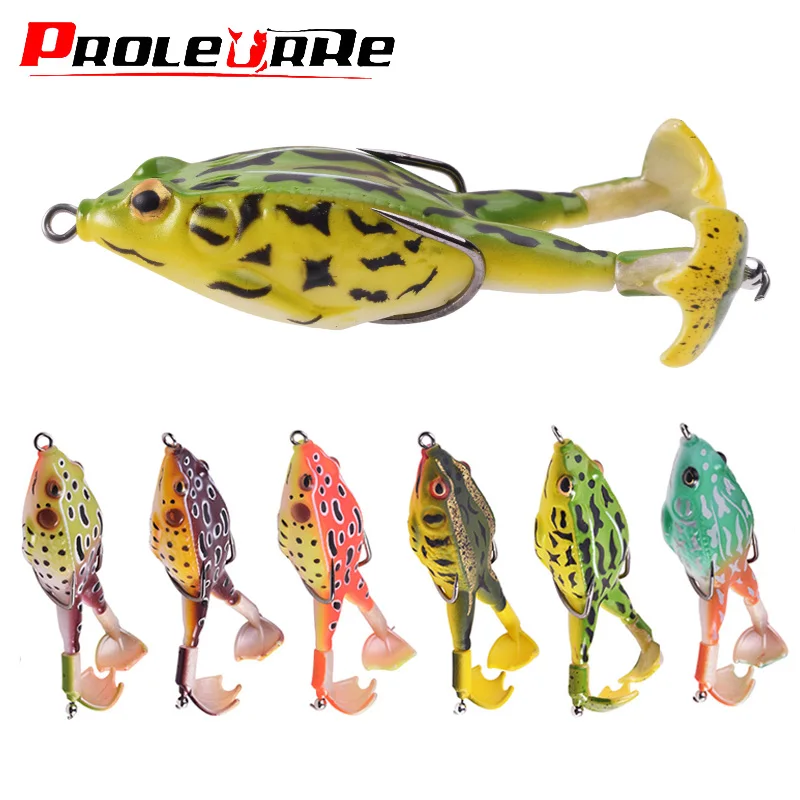 

Proleurre Double Propeller Frog Lure Silicone Soft Baits 9cm Topwater Wobblers Artificial Bait for Bass Catfish Fishing Tackle​