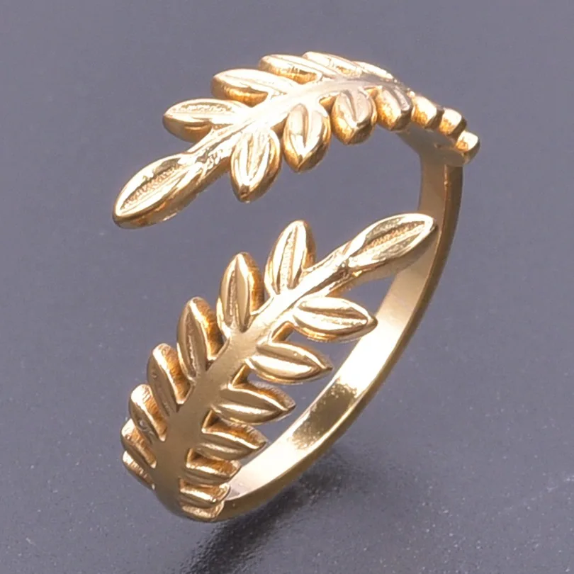 

Cazador Ear of Wheat Leaves Open Rings for Women Stainless Steel Rings Jewelry Anniversary Birthday Wedding Gifts 2022 Trend