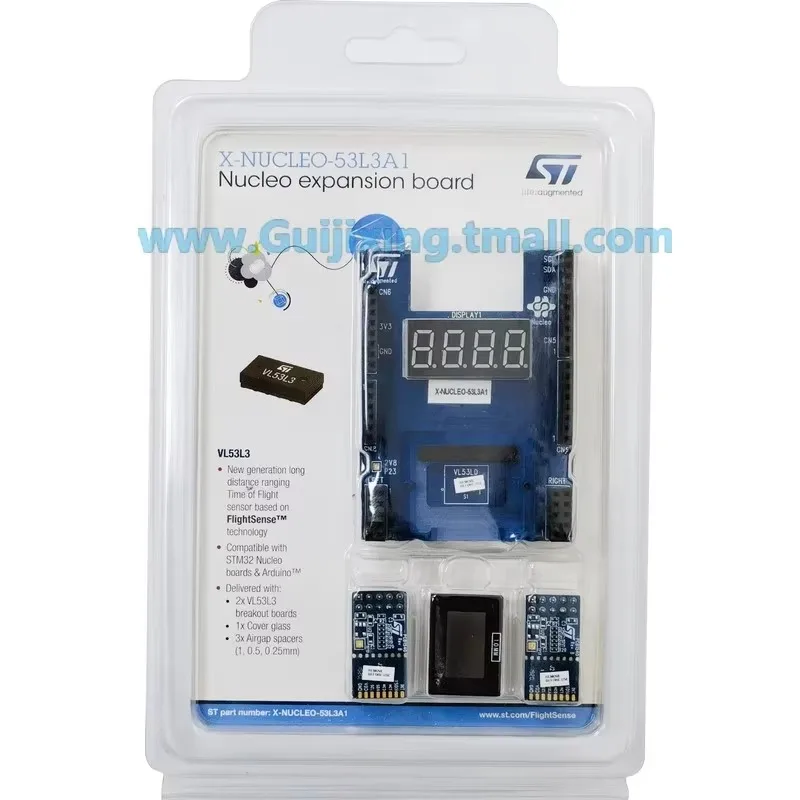 Полка P-NUCLEO-53L3A1 включает в себя материнскую плату NUCLEO-F401RE и многофункциональную