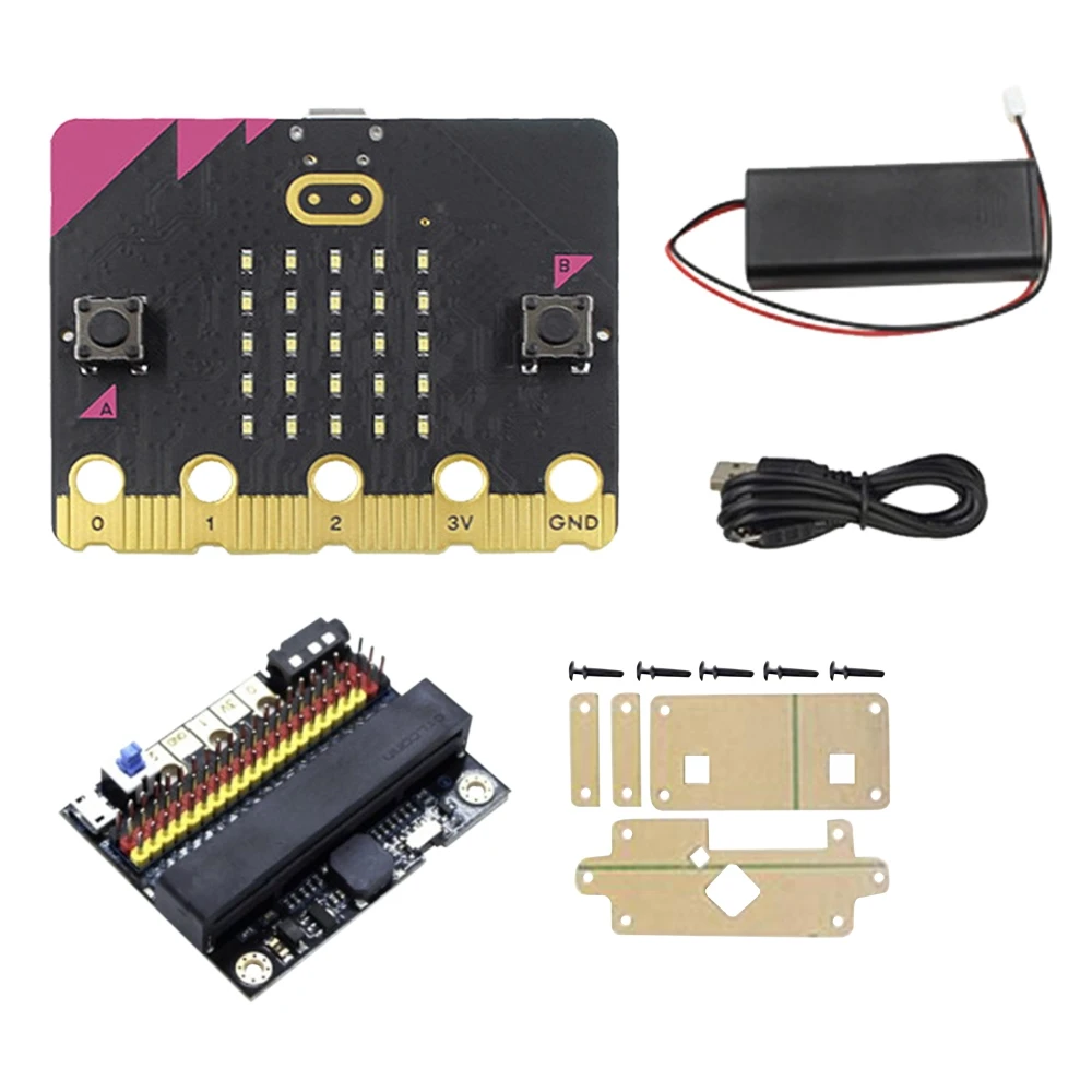 

BBC Micro: комплект Bit V2.2 Built-in, сенсорный микрофон, программируемая обучающая макетная плата + плата расширения ввода-вывода V2.0