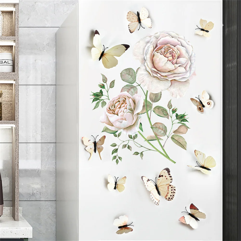 Декоративная наклейка на стену в виде розового дизайна