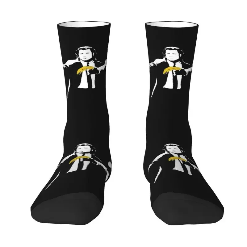 

Banksy Pulp Fiction Funny Print Dress Socks Men's Women's Warm Fashion Street Grafitti Art Crew Socks