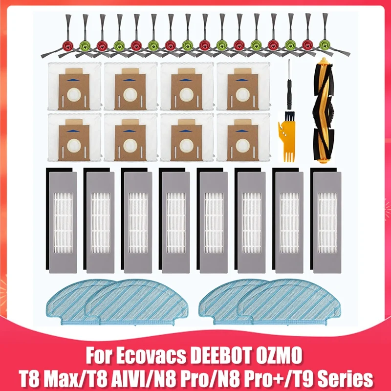 

EAS-Replacement Parts For Ecovacs Deebot OZMO T8 AIVI T8 Max N8 Pro N8 Pro+ T9 Series Robot Vacuum Cleaner Accessories Kit