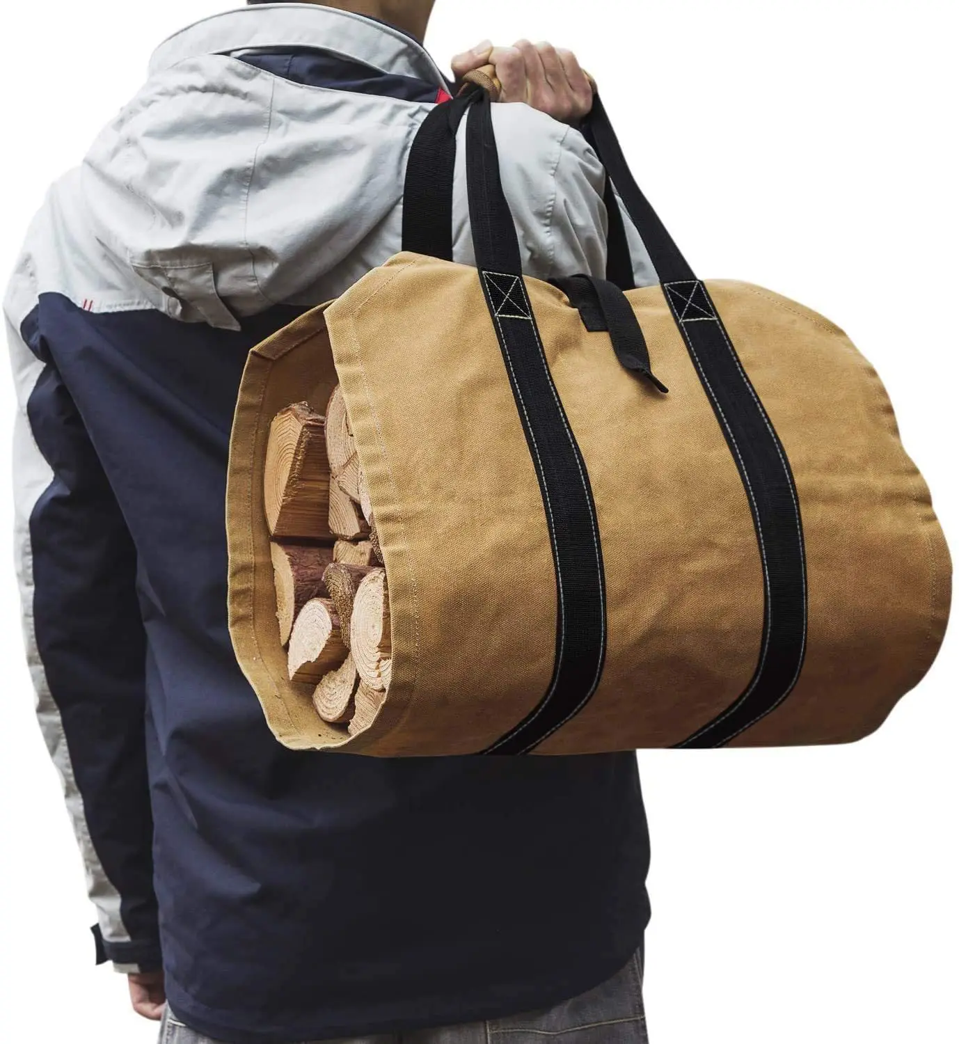 

Durable Firewood Carrier Bag Sturdy Carrying Wood Storage Bag Canvas Storage Bag Stand Up Log Carrier Tote Holder for Outdoor