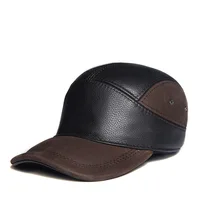 Men Airplane Flight Cap Male Distressed Splice First Layer Leather Baseball Cap Fashion Peaked Casquette Homme Golf Trucker Hats