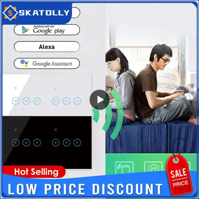

1/2/3PCS 4/5/6 Gang Smart WiFi Wireless Switch Smart Switch Wall Socket Touch Panel Control Compatible With Alexa Google
