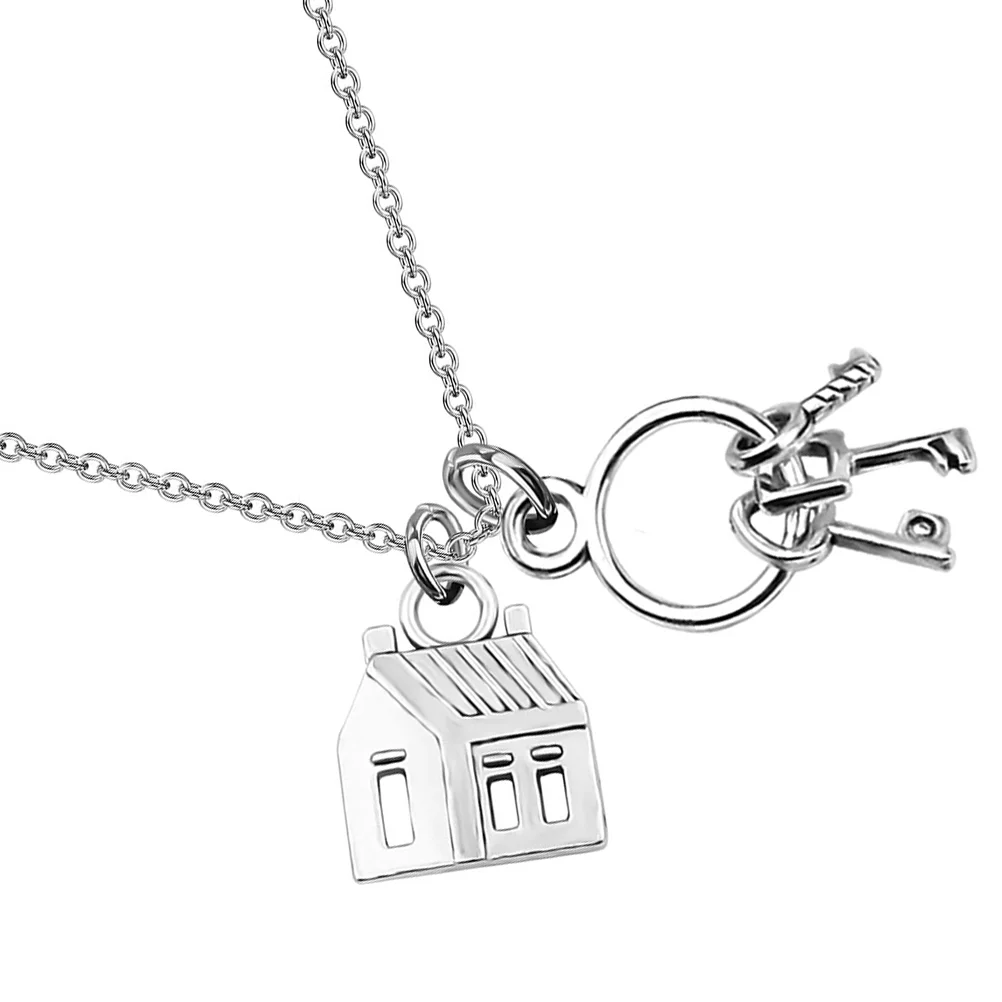 

Necklace House Chain New Gift Sweater Pendant Moving Home Estate Agent Broker Key Alloy Keyrings Couples Neighbor Keychain