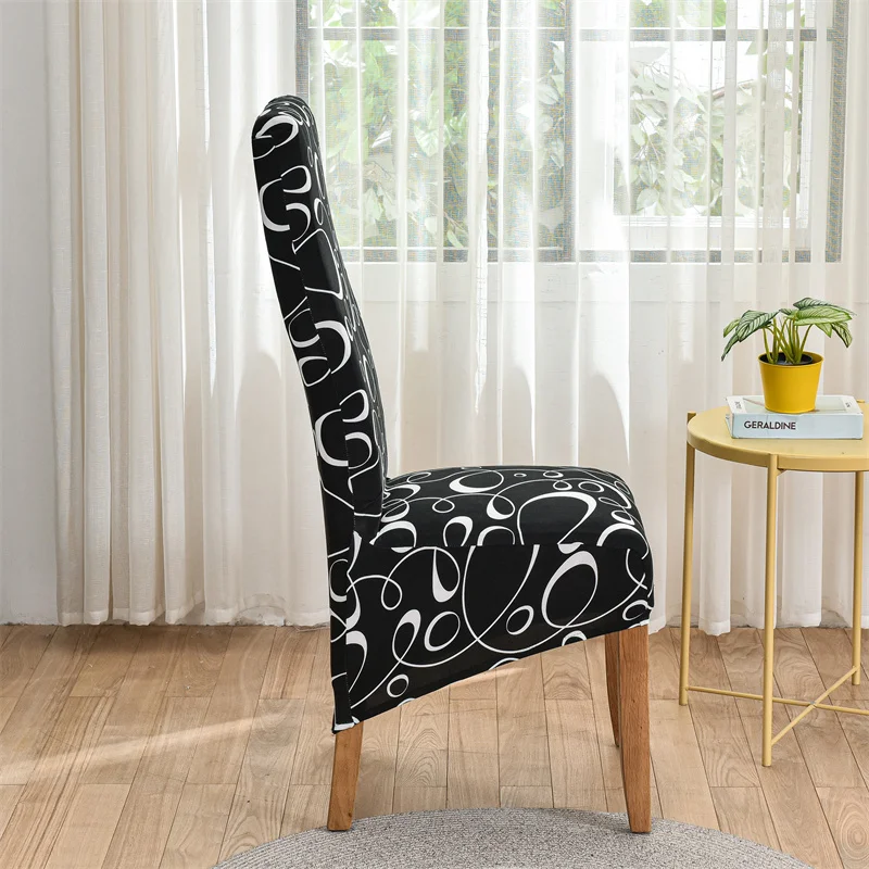 Hot Sale King Size Bench Back Dining Chair Cover Printed Stretch Dust Proof Spandex Elastic XL Banquet Party Chair Cover images - 6
